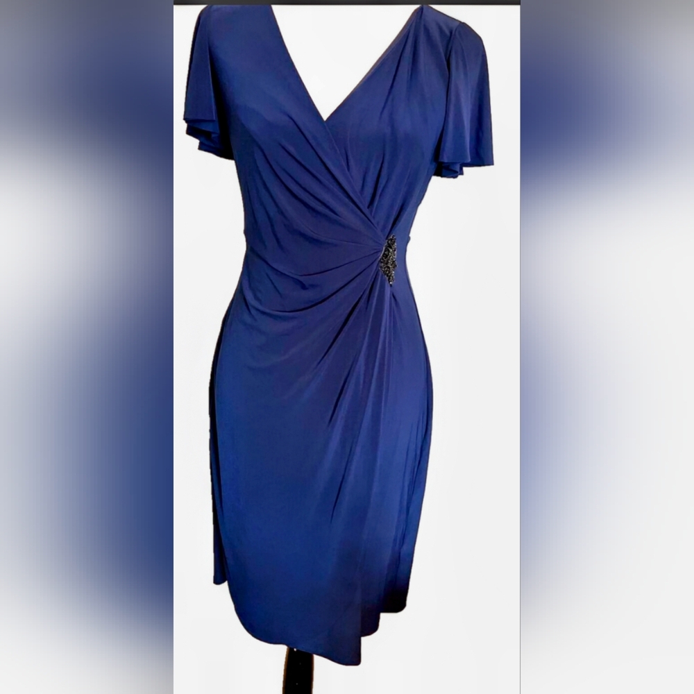 American Living Navy Blue Wrap Maxi Dress